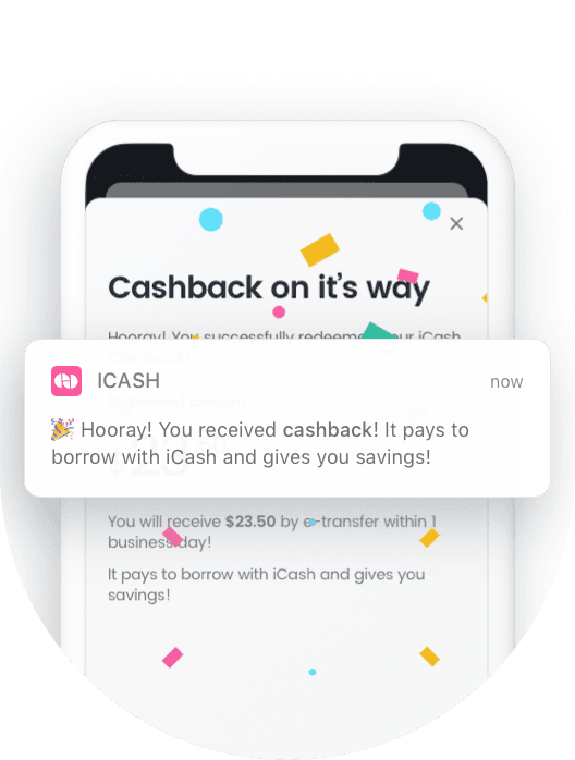 Earn up to 12% cashback* on the cost of borrowing when you repay your iCash loan.